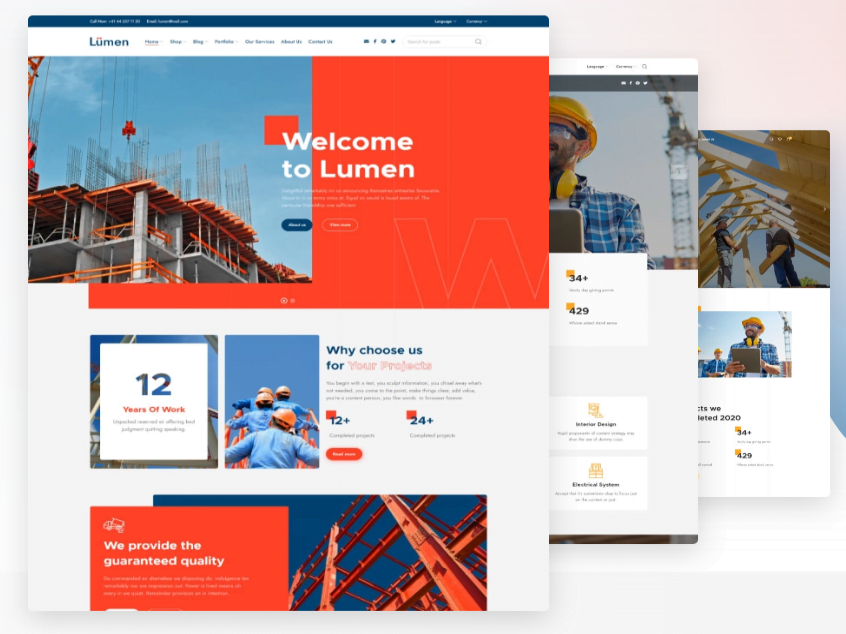 Szablon Lumen Multipurpose Theme For Constructions and Architecture