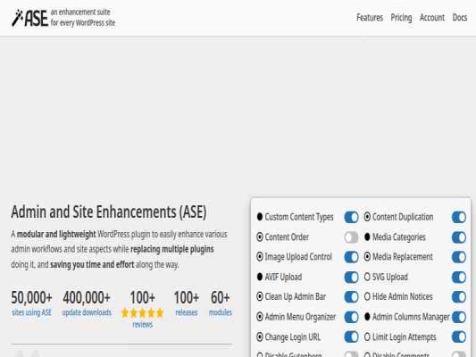 Wtyczka Admin and Site Enhancements (ASE) Pro