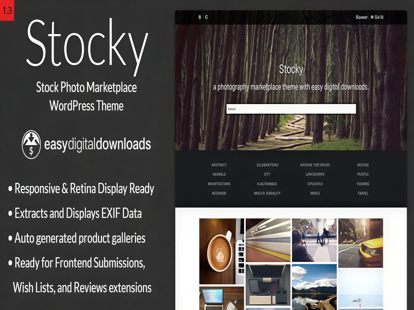 Szablon Stocky – A Stock Photography Marketplace Theme